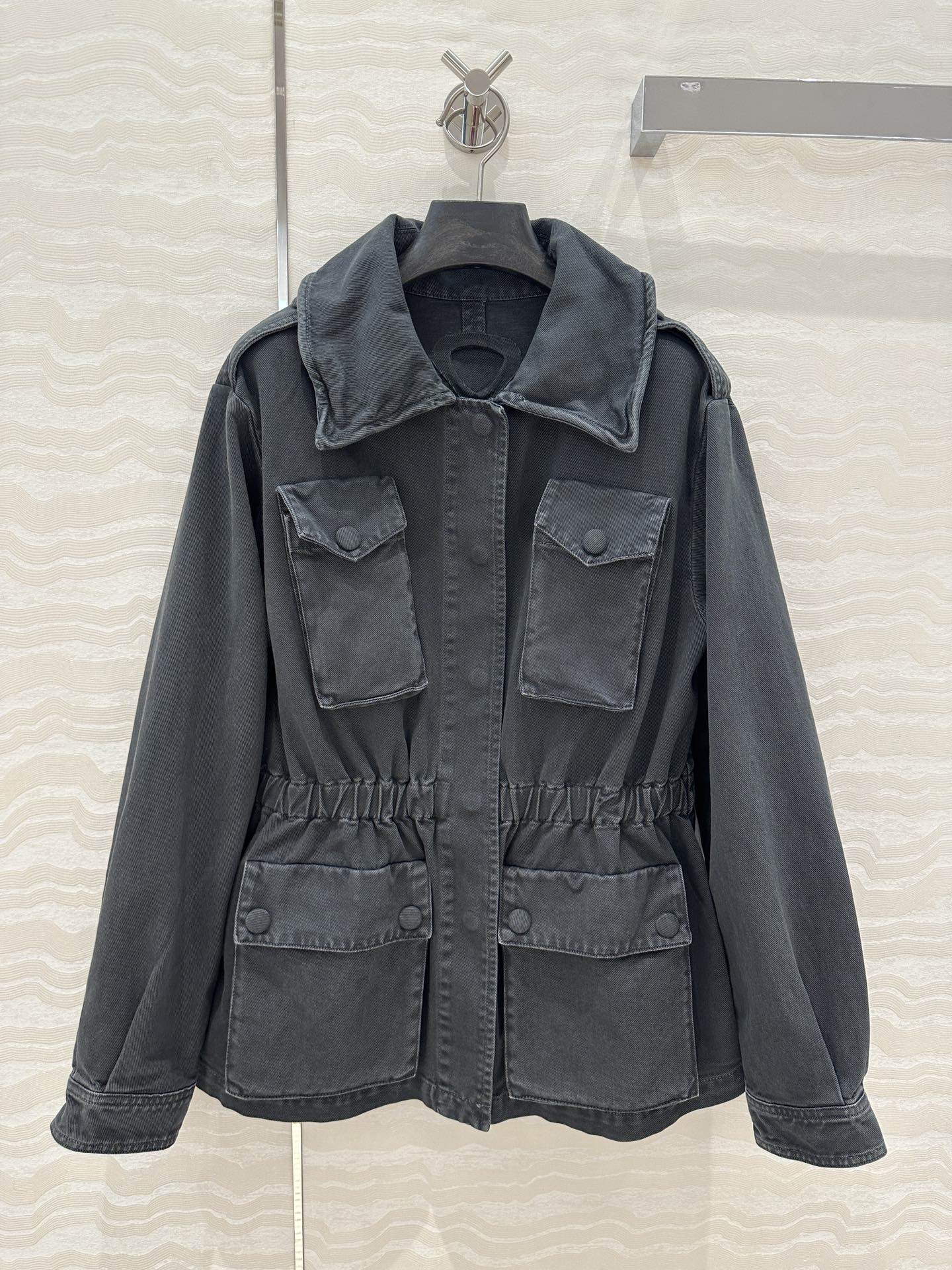 Prada 25 Hooded Jacket Smoky Gray Cotton