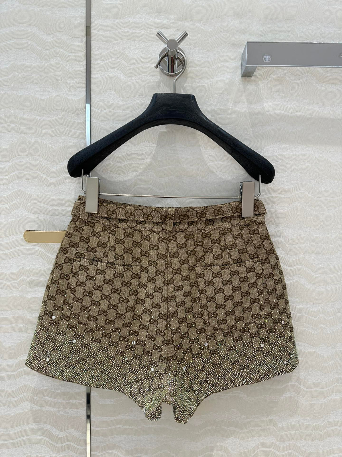 Gucci GG Letter Jacquard Woven Shorts Light Brown Polyester Fiber