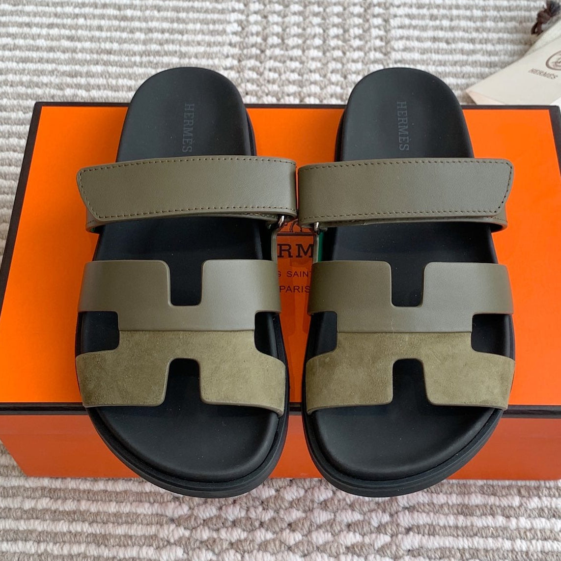 Hermes 2026 Chypre Sandal Suede Calfskin 982185