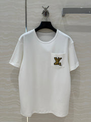 LV 25 Three-Dimensional Embroidered Logo T-shirt White Cotton