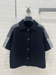 CD Short-Sleeved Cardigan Jacket Black Viscose Polyamide