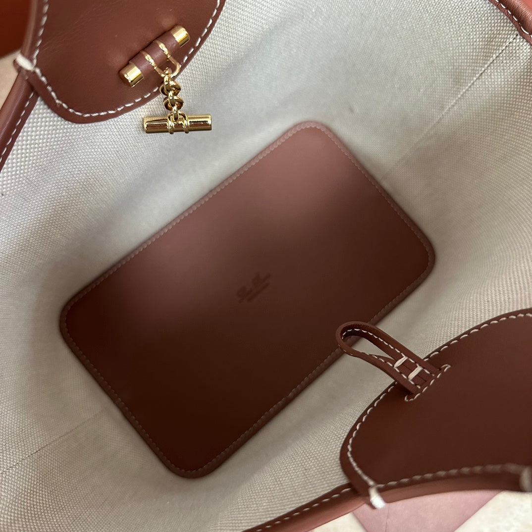 LP 2026 Bobbin Bucket Bag Natural/Caramel Sugar/Sun Gold Cotton Leather