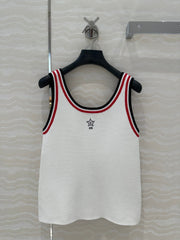 CD Tank Top White Rayon Polyester