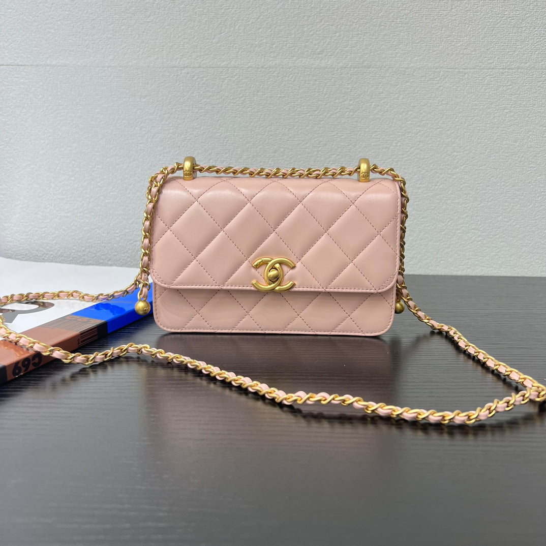 CC 25S Woc Pink Calfskin Gold Hardware