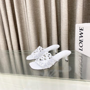 Loewe 25 Petal Anagram Slide 45mm White Sheepskin