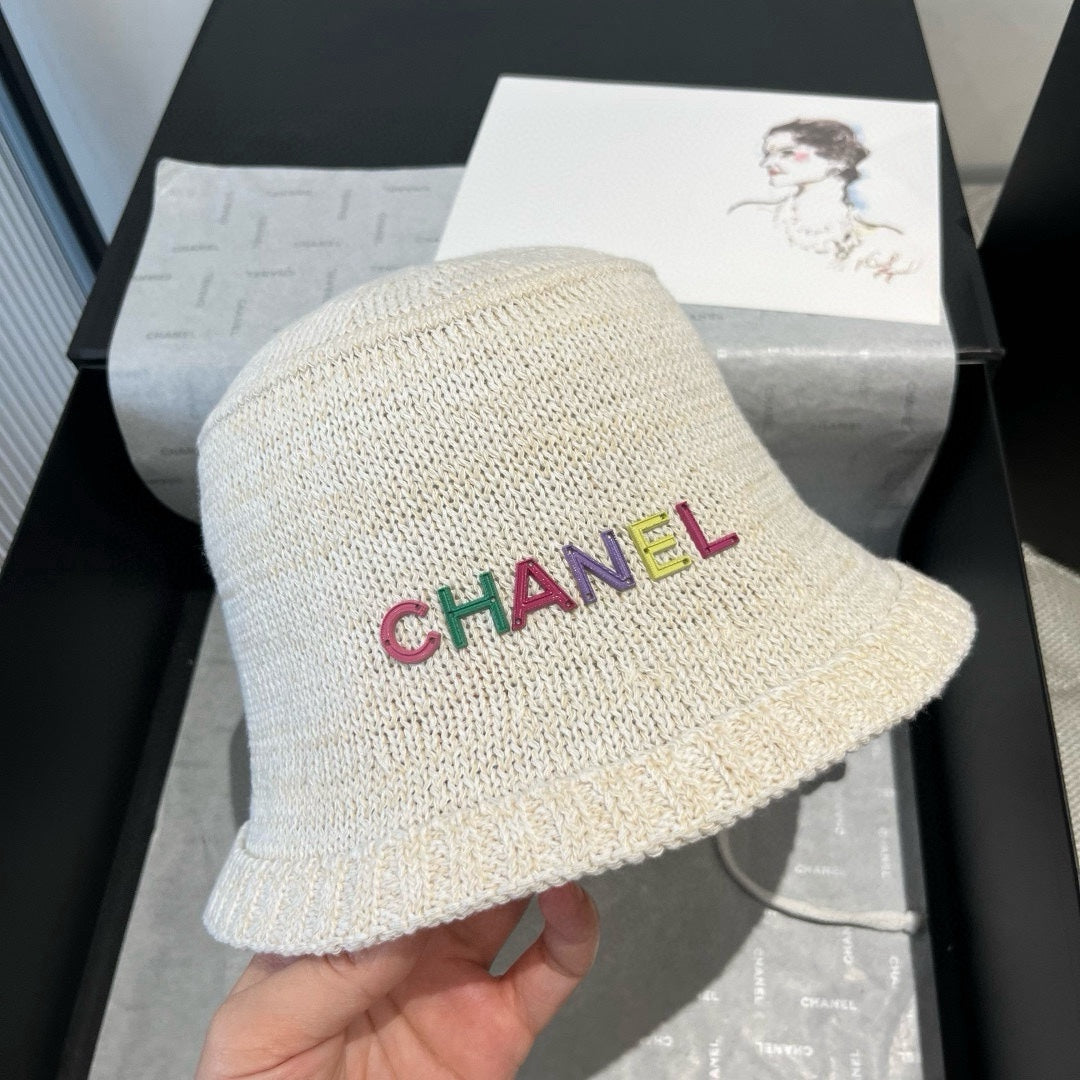 Chanel Knitted Bucket Hat White Wool 705664