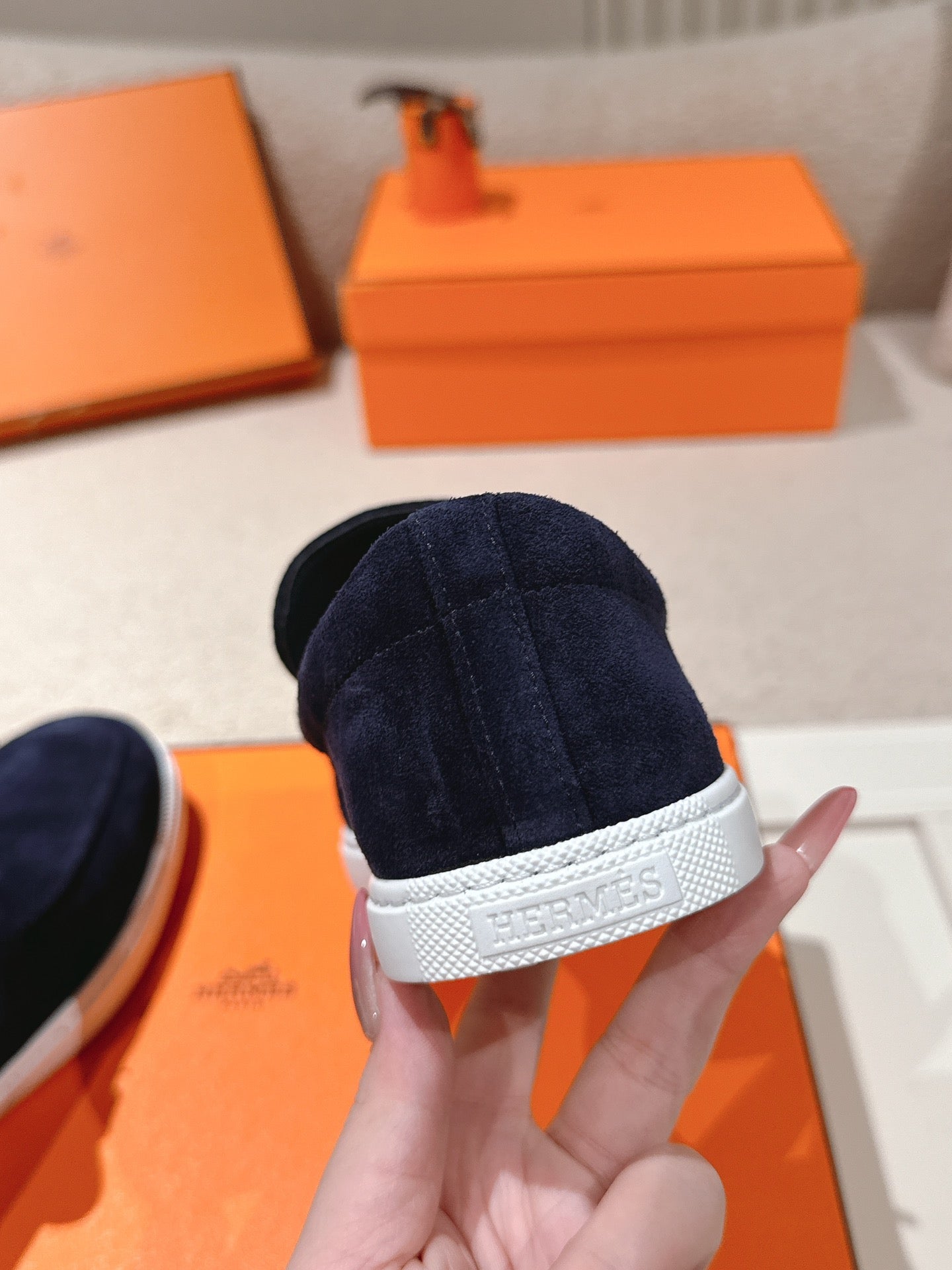 HM 25ss Loafers Navy Blue Suede 577162