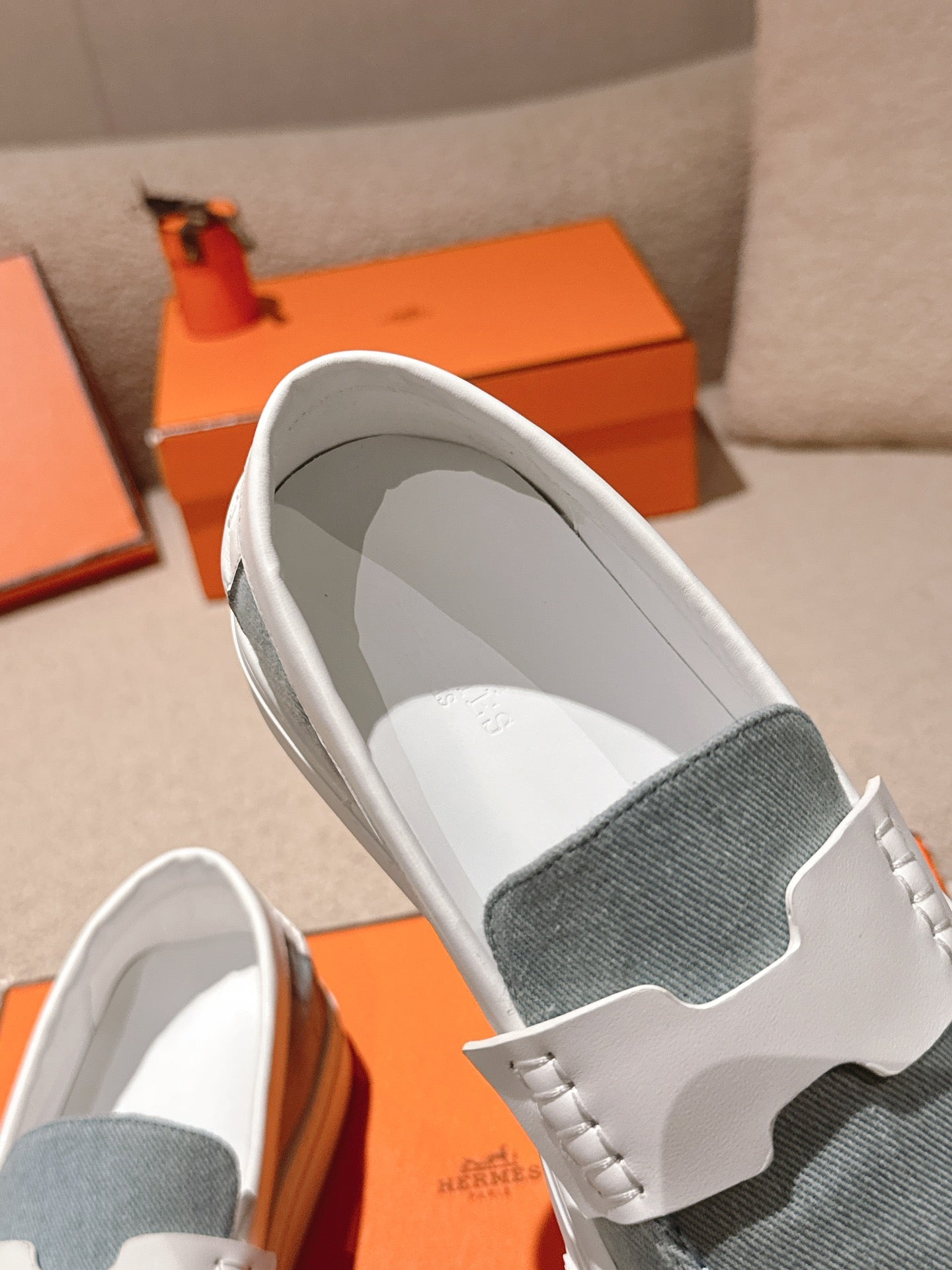 HM 25ss Platform Loafers Light Blue White Denim Sheepskin 577169