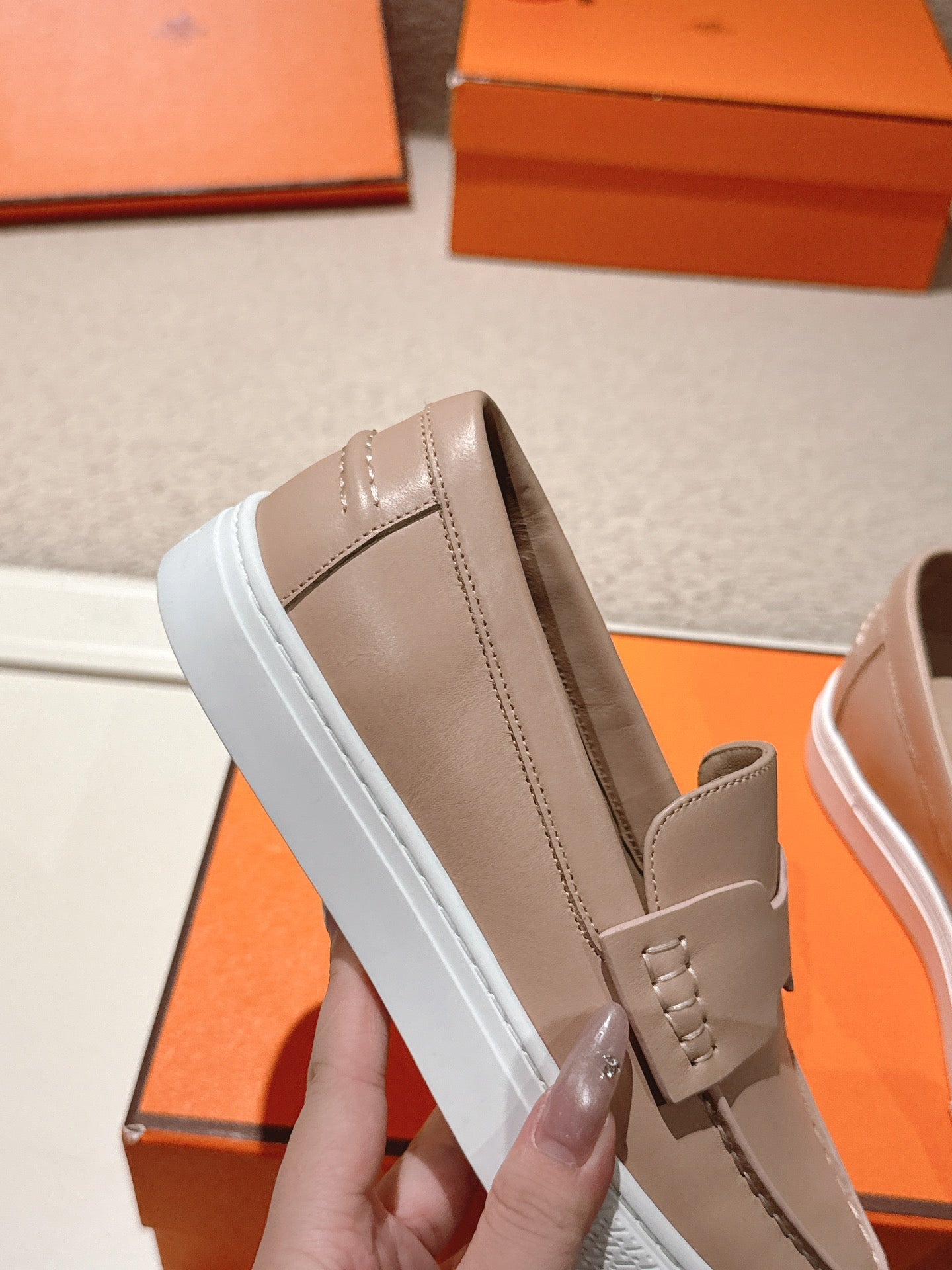 HM 25ss Platform Loafers Beige Sheepskin 577171