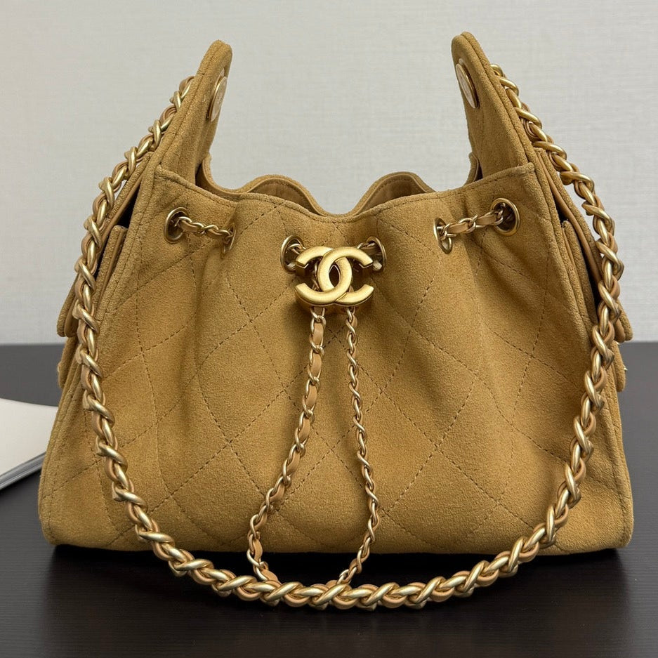 Chanel 2026 Hobo Bag 22cm Tan Suede