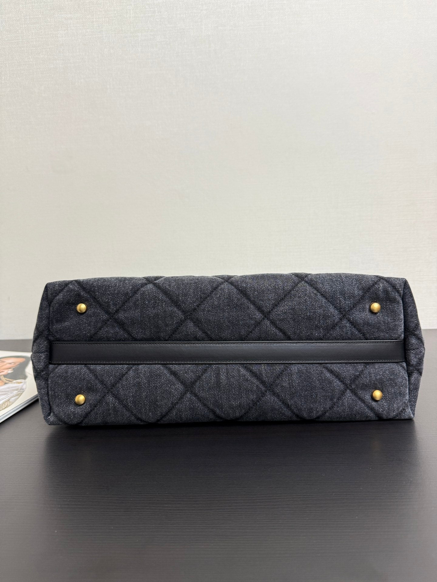 Chanel 2026 Tote Bag 44cm Black Quilted Denim Leather