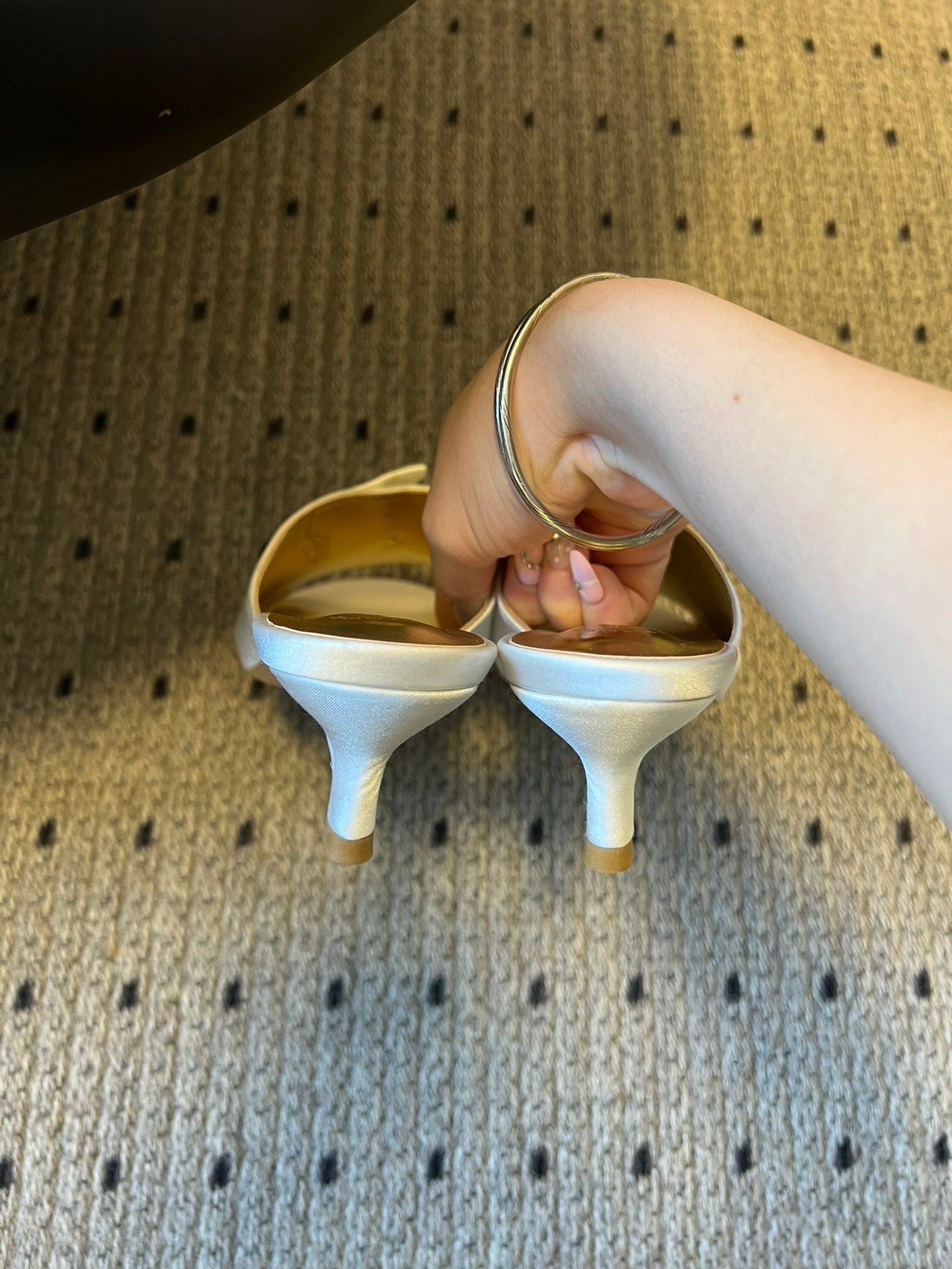 CC 26s High-Heeled Slides 60 White Satin Cowhide 627181