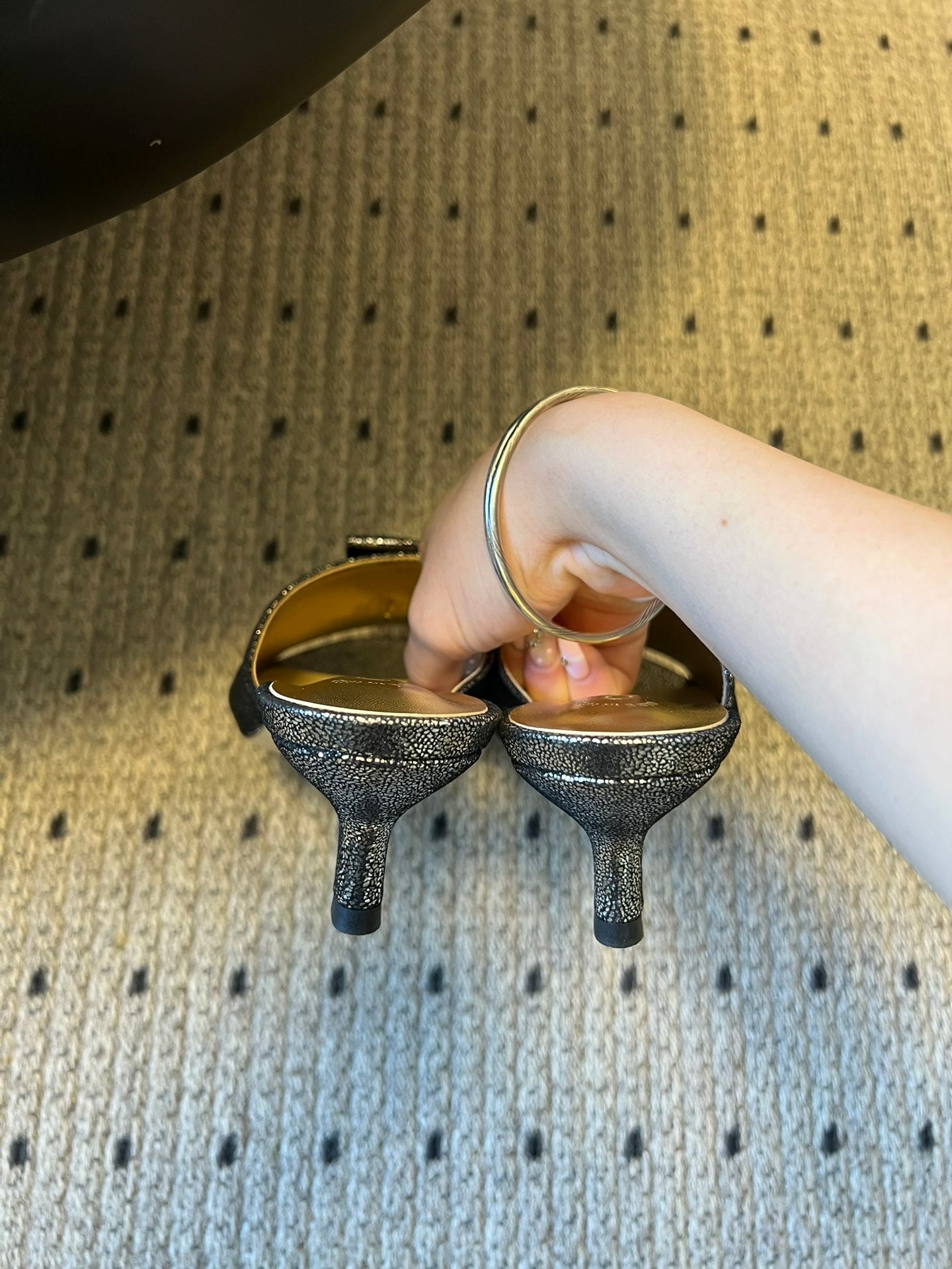 CC 26s High-Heeled Slides 60 Metallic Black Cowhide 627184