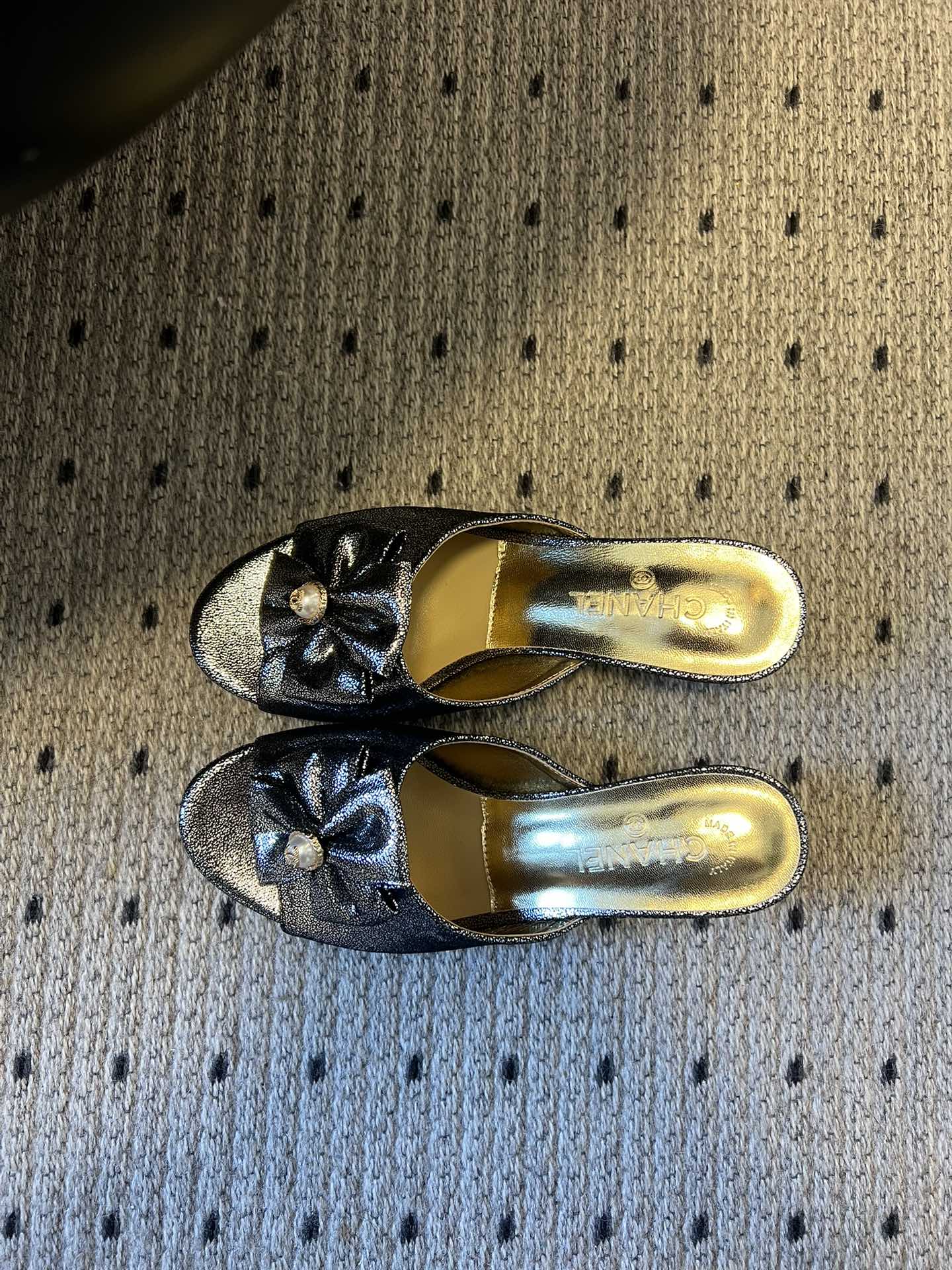 CC 26s High-Heeled Slides 60 Metallic Black Cowhide 627184