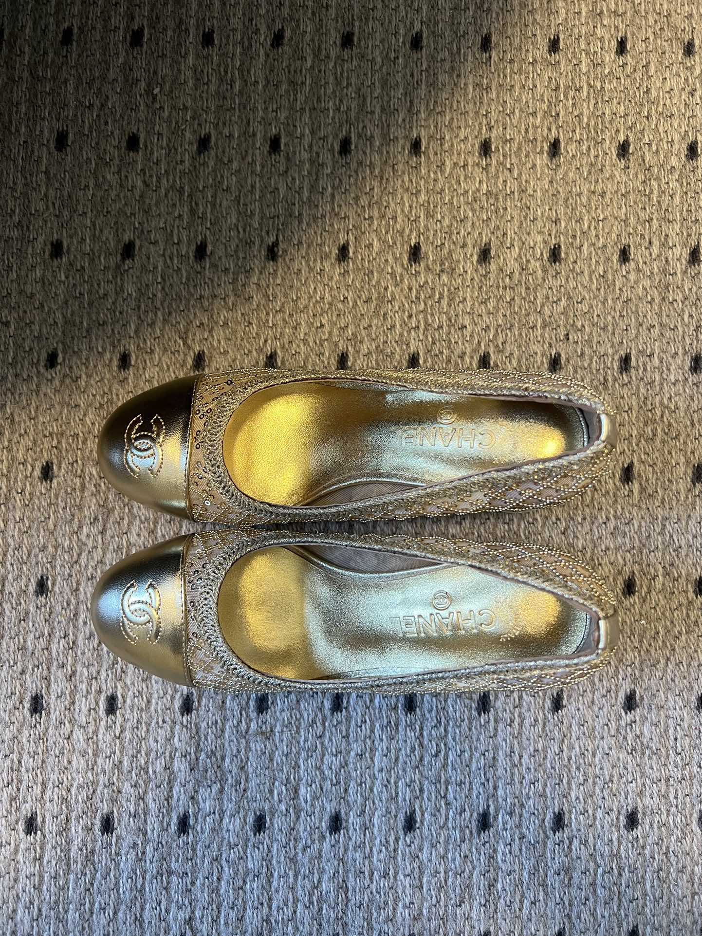 CC 26s High Heels Pump 50 Gold Mesh Leather 627205