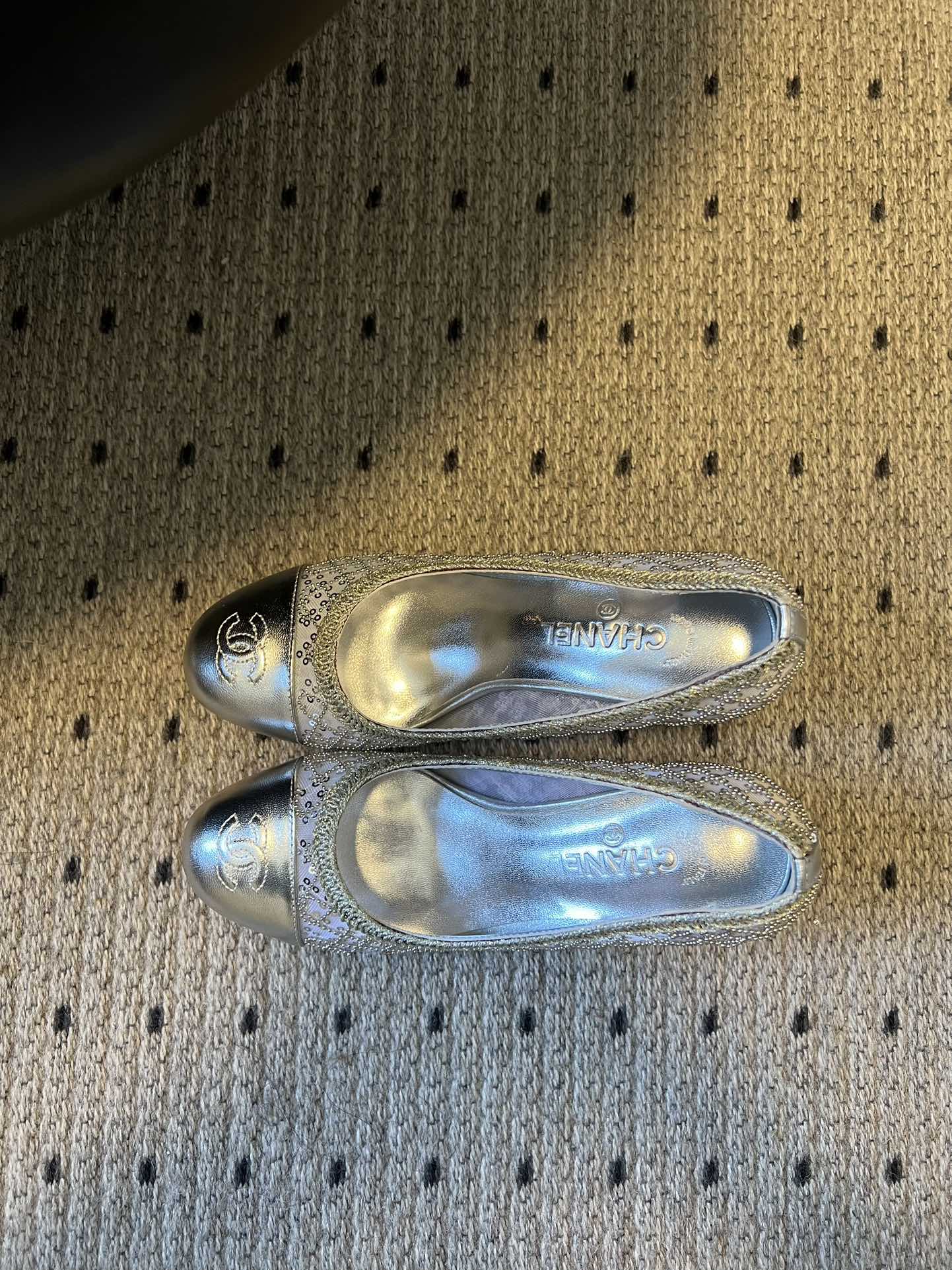 CC 26s High Heels Pump 50 Sliver Mesh Leather 627206