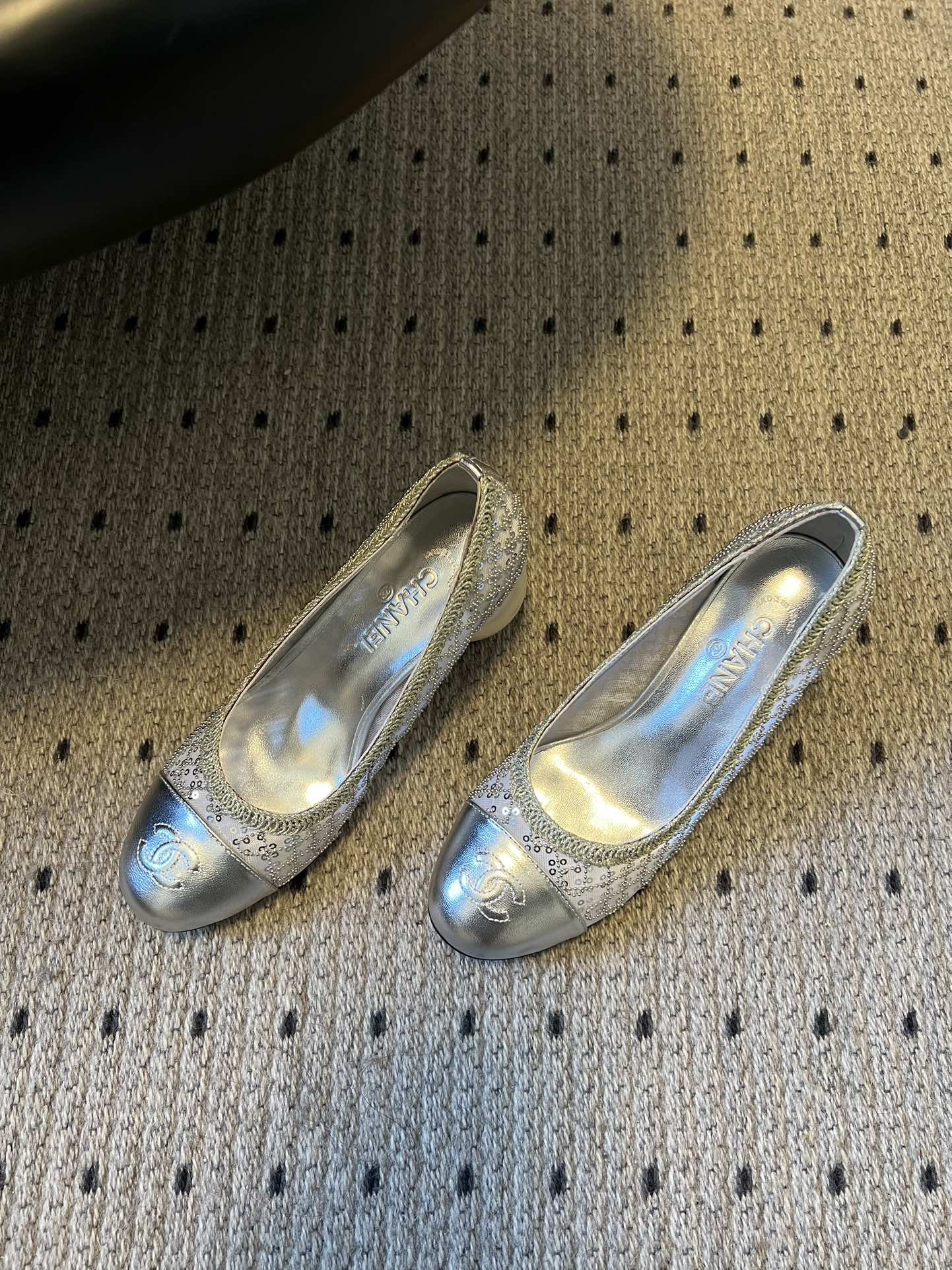 CC 26s High Heels Pump 50 Sliver Mesh Leather 627206