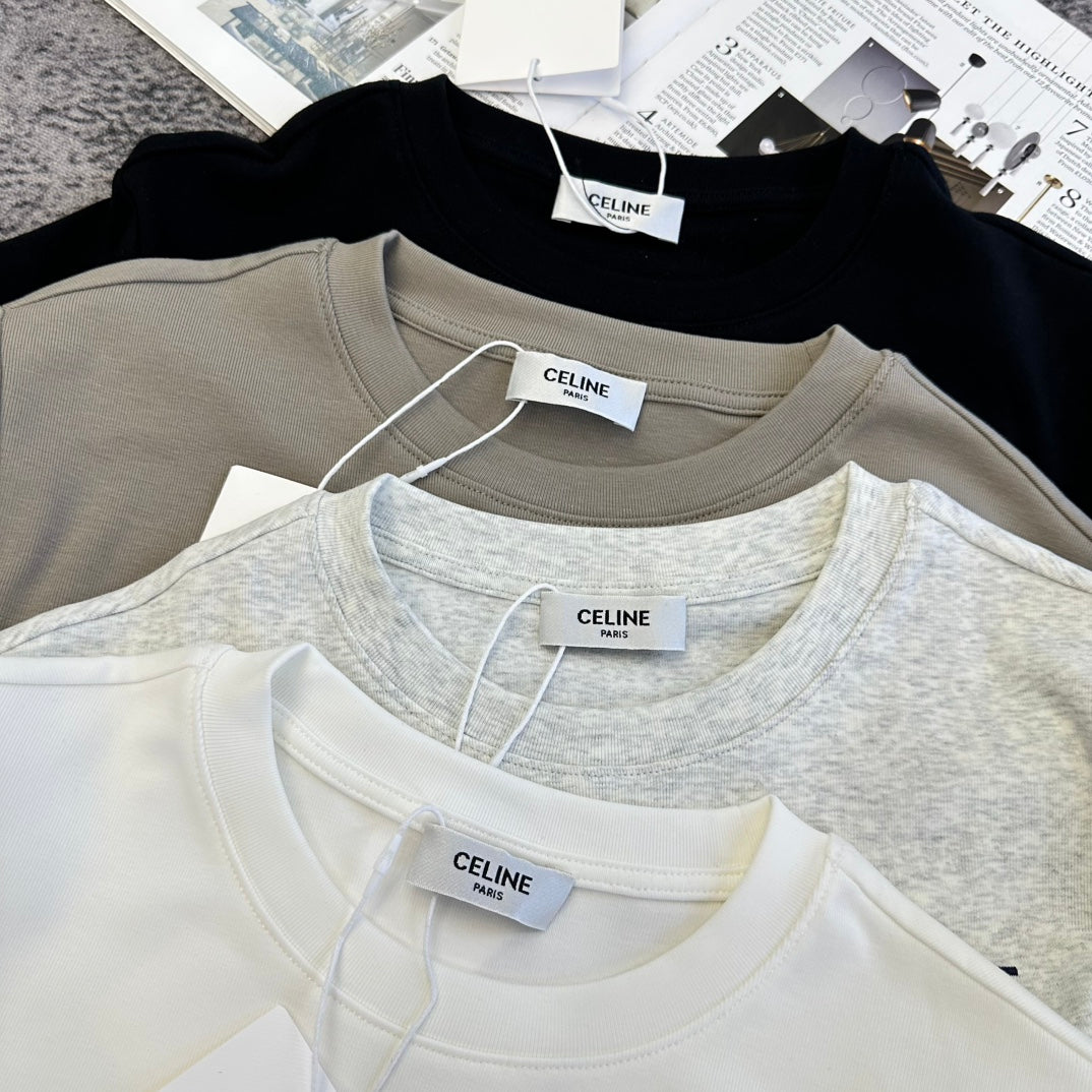 Celine 2026 T-Shirt Brown Black White Gray Cotton 359304