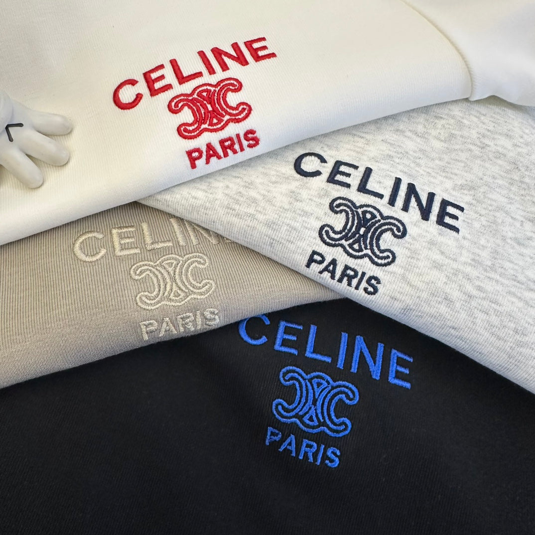 Celine 2026 T-Shirt Brown Black White Gray Cotton 359304