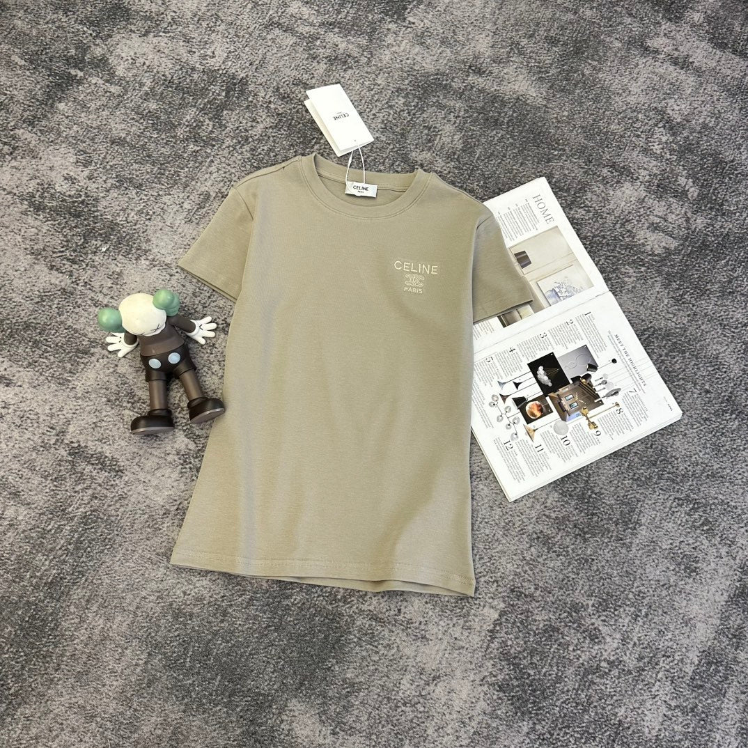 Celine 2026 T-Shirt Brown Black White Gray Cotton 359304