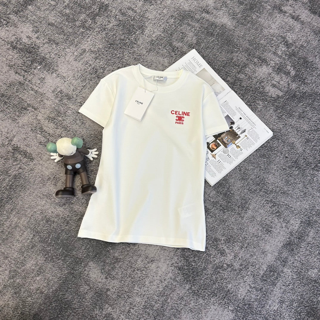 Celine 2026 T-Shirt Brown Black White Gray Cotton 359304