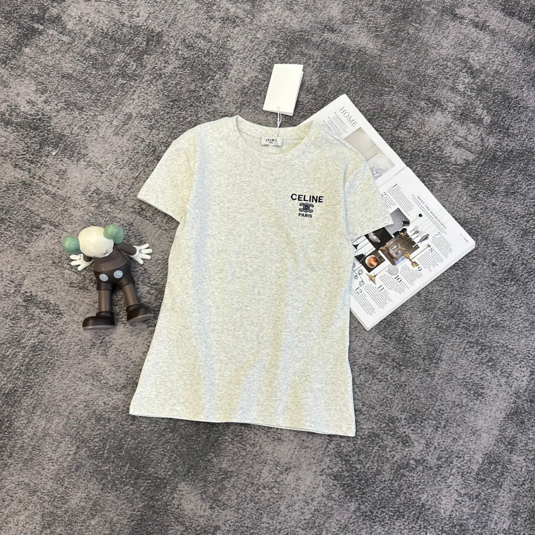 Celine 2026 T-Shirt Brown Black White Gray Cotton 359304
