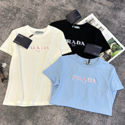 Prada 2026 T-shirt Cream Black Blue Cotton 359319