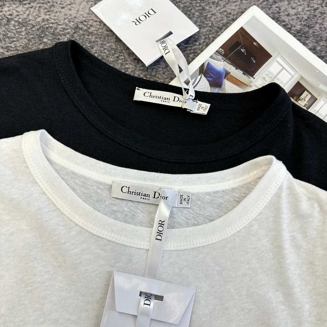 Dior 2026 T-shirt White Black Cotton 359215