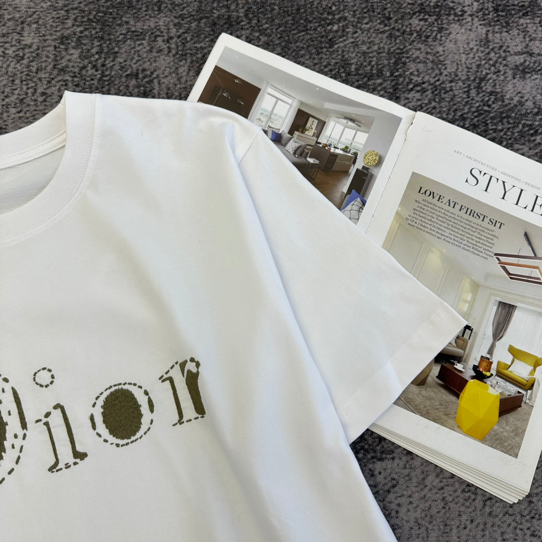 Dior 2026 T-shirt White Black Cotton 359219