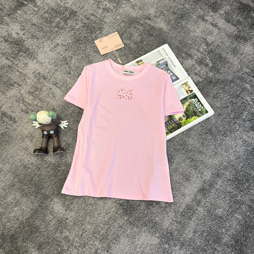 Miumiu 2026 T-shirt White Black Pink Blue Cotton 359284