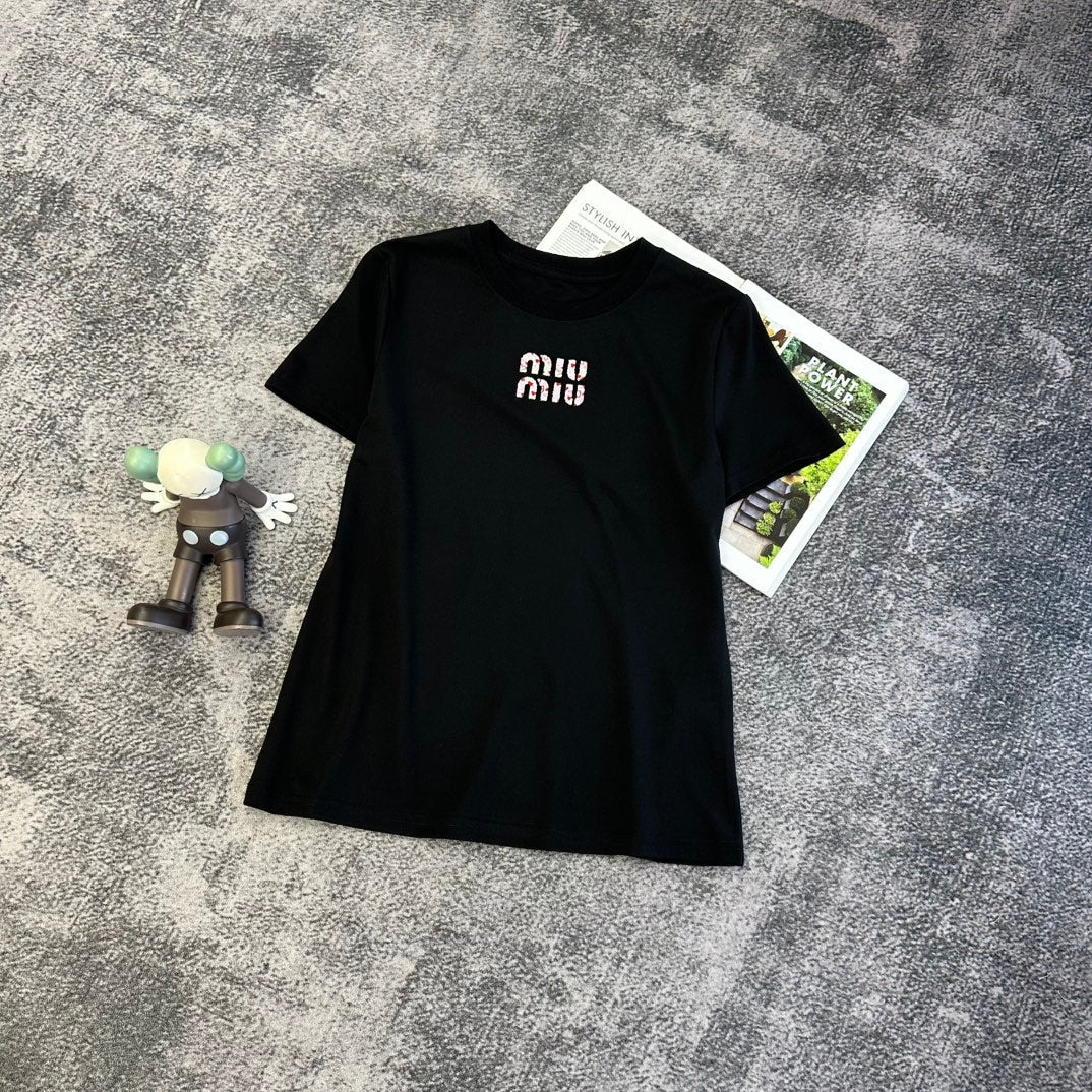 Miumiu 2026 T-shirt White Black Pink Blue Cotton 359284