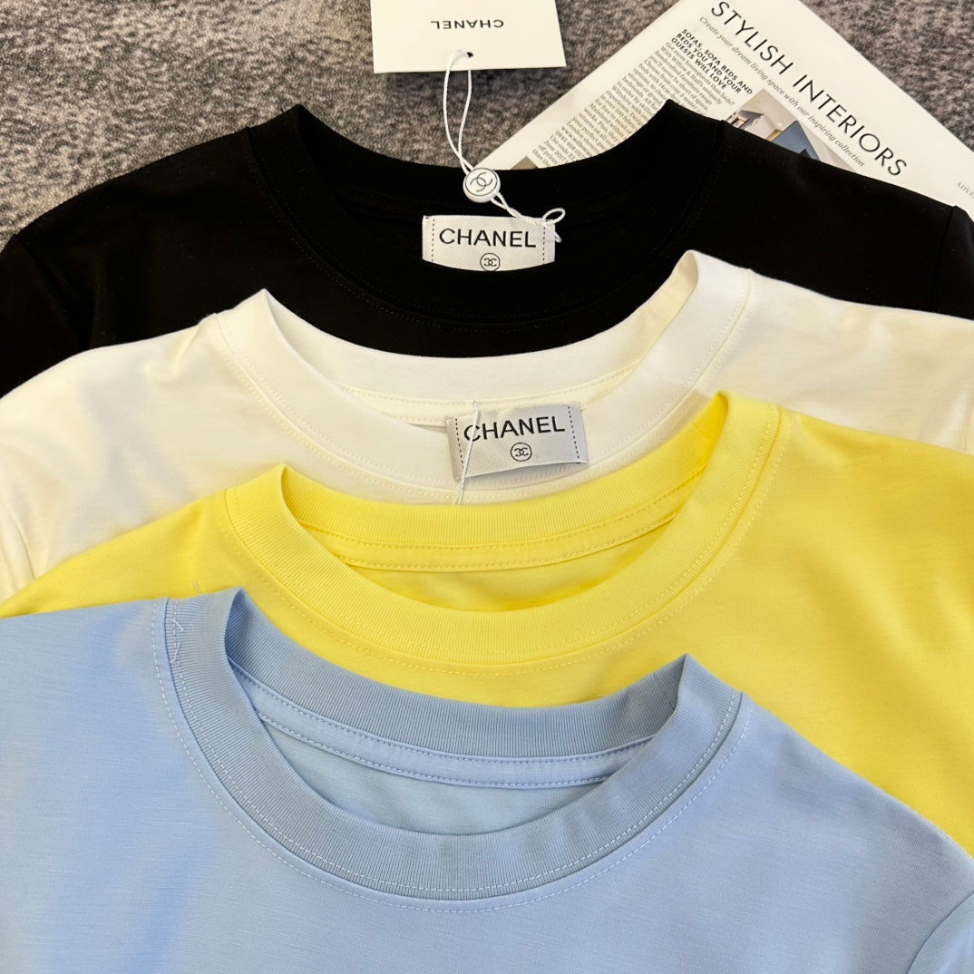 Chanel 2026 T-shirt White Black Yellow Blue Cotton 359098