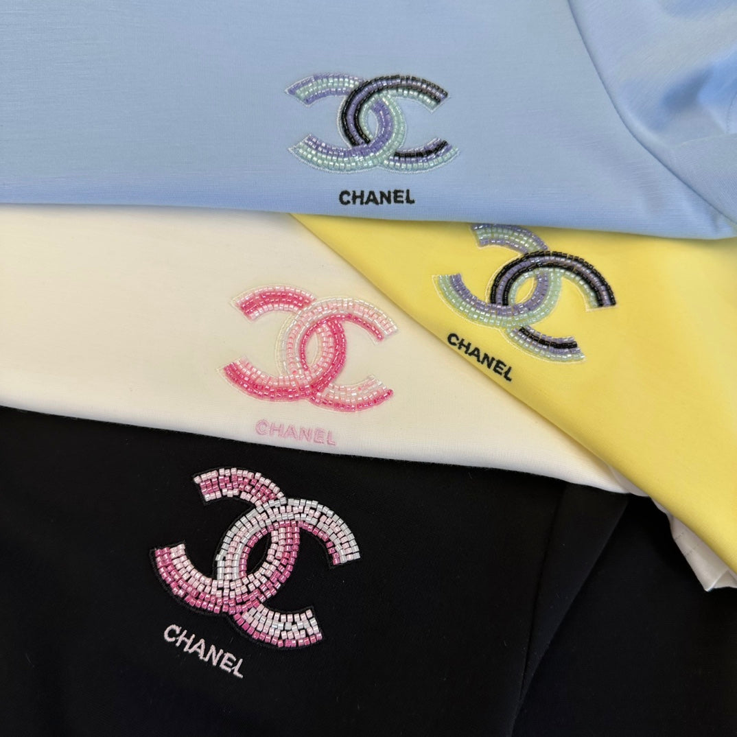 Chanel 2026 T-shirt White Black Yellow Blue Cotton 359098