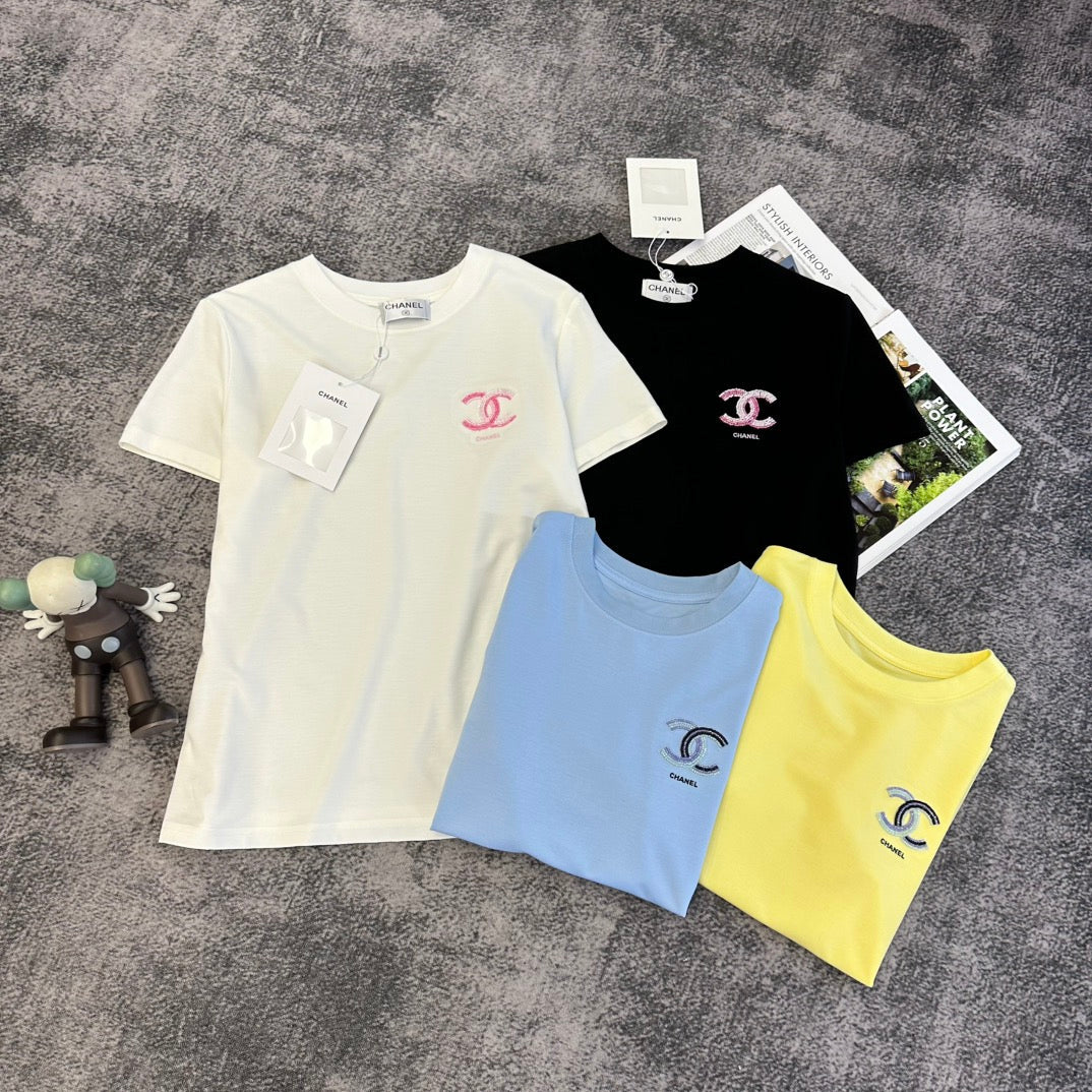 Chanel 2026 T-shirt White Black Yellow Blue Cotton 359098