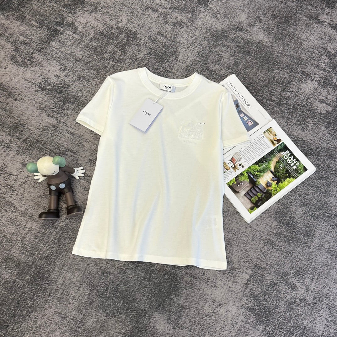 Celine 2026 T-Shirt Black Pink White Cotton 359113