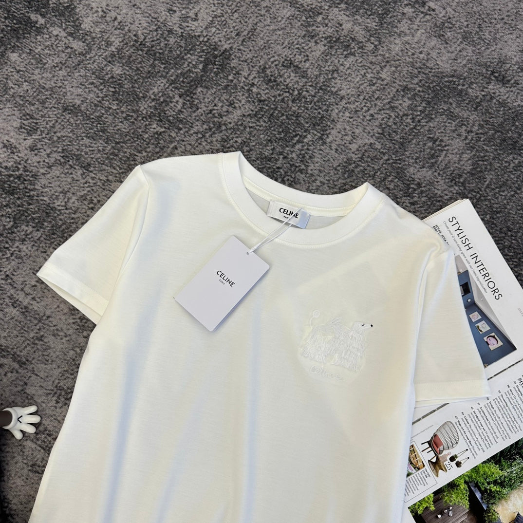 Celine 2026 T-Shirt Black Pink White Cotton 359113