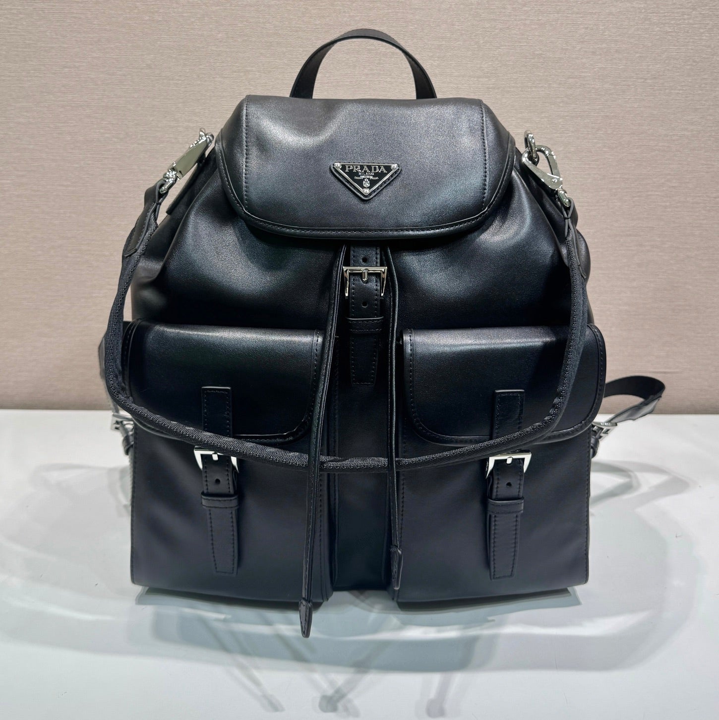 Prada 2026 Backpack 39cm Black Lambskin 351845