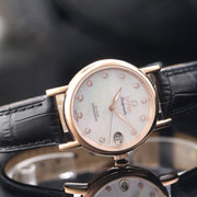 DE VILLE LADYMATIC 31MM MOP DIAL LEATHER STRAP