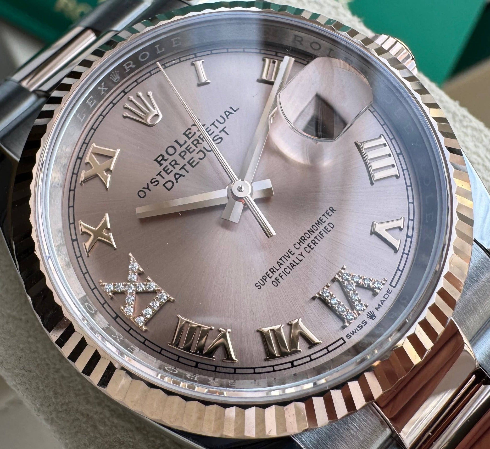 Rolex Datejust 36mm Stainless Steel and Rose Gold Rose VI IX Roman Oyster