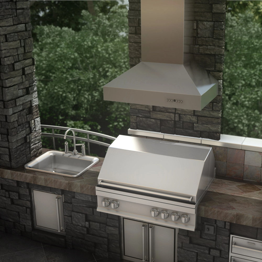 ZLINE Ducted Wall Mount Range Hood in Outdoor Approved Stainless Steel (697-304)
