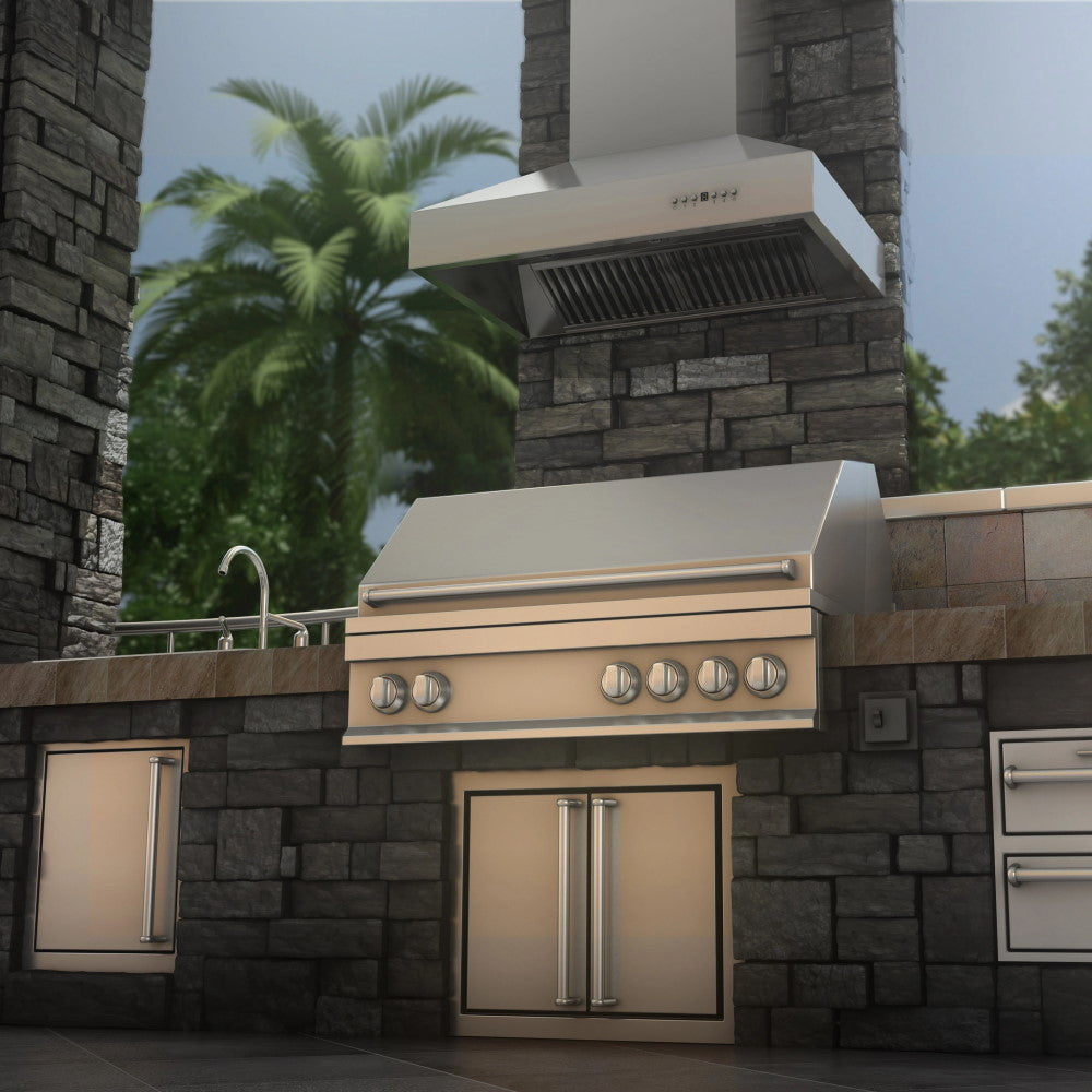 ZLINE Ducted Wall Mount Range Hood in Outdoor Approved Stainless Steel (697-304)