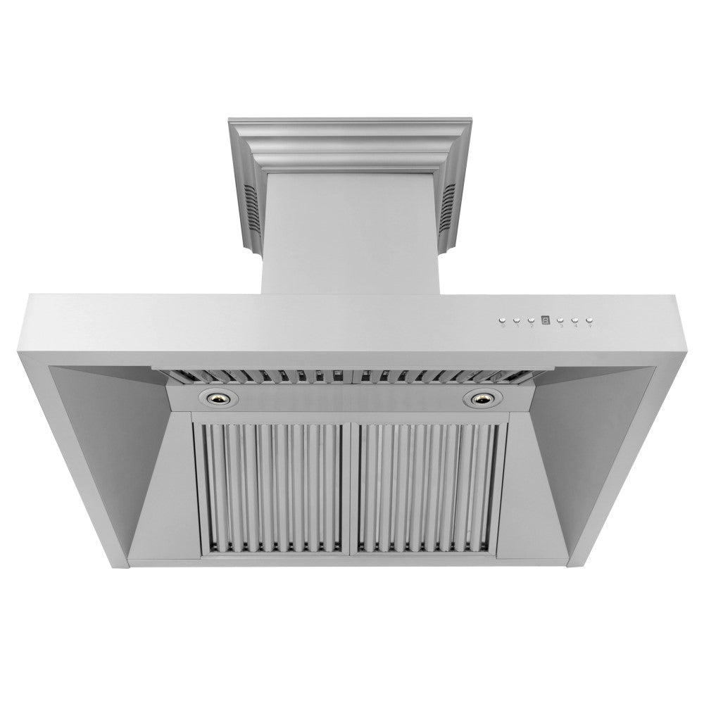 ZLINE Professional Wall Mount Range Hood in Stainless Steel with Built-in CrownSound™ Bluetooth Speakers (697CRN-BT)