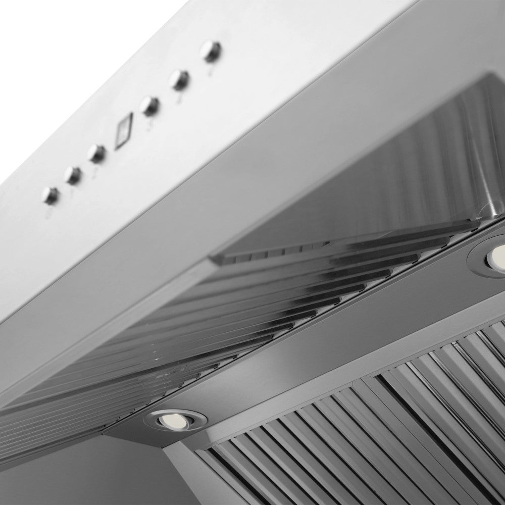 ZLINE Professional Wall Mount Range Hood in Stainless Steel with Built-in CrownSound™ Bluetooth Speakers (697CRN-BT)