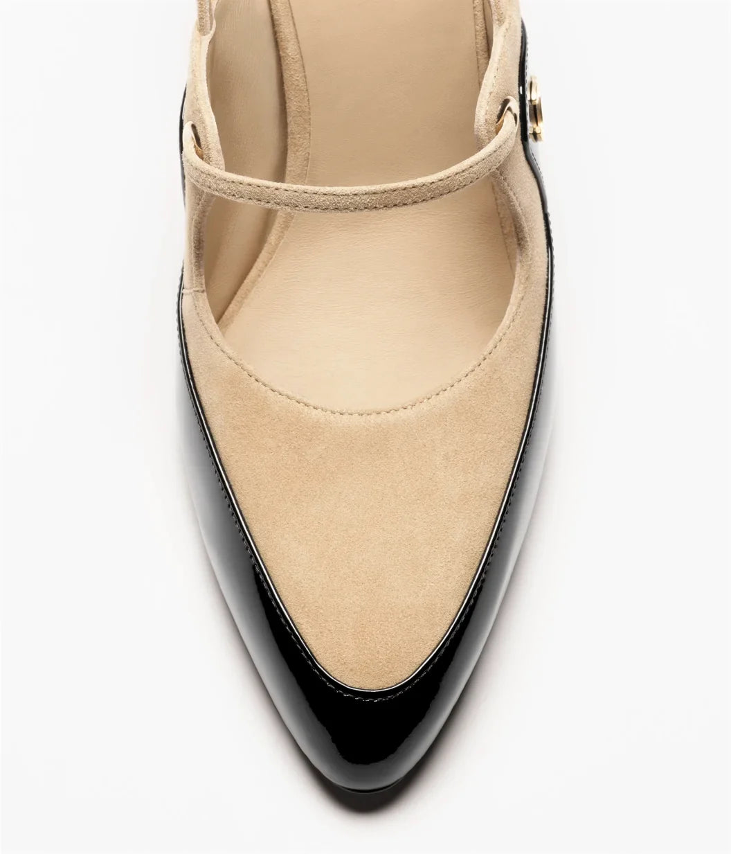 Chanel 2026 Two-Tone Slingback 70mm Black Beige Patent Leather