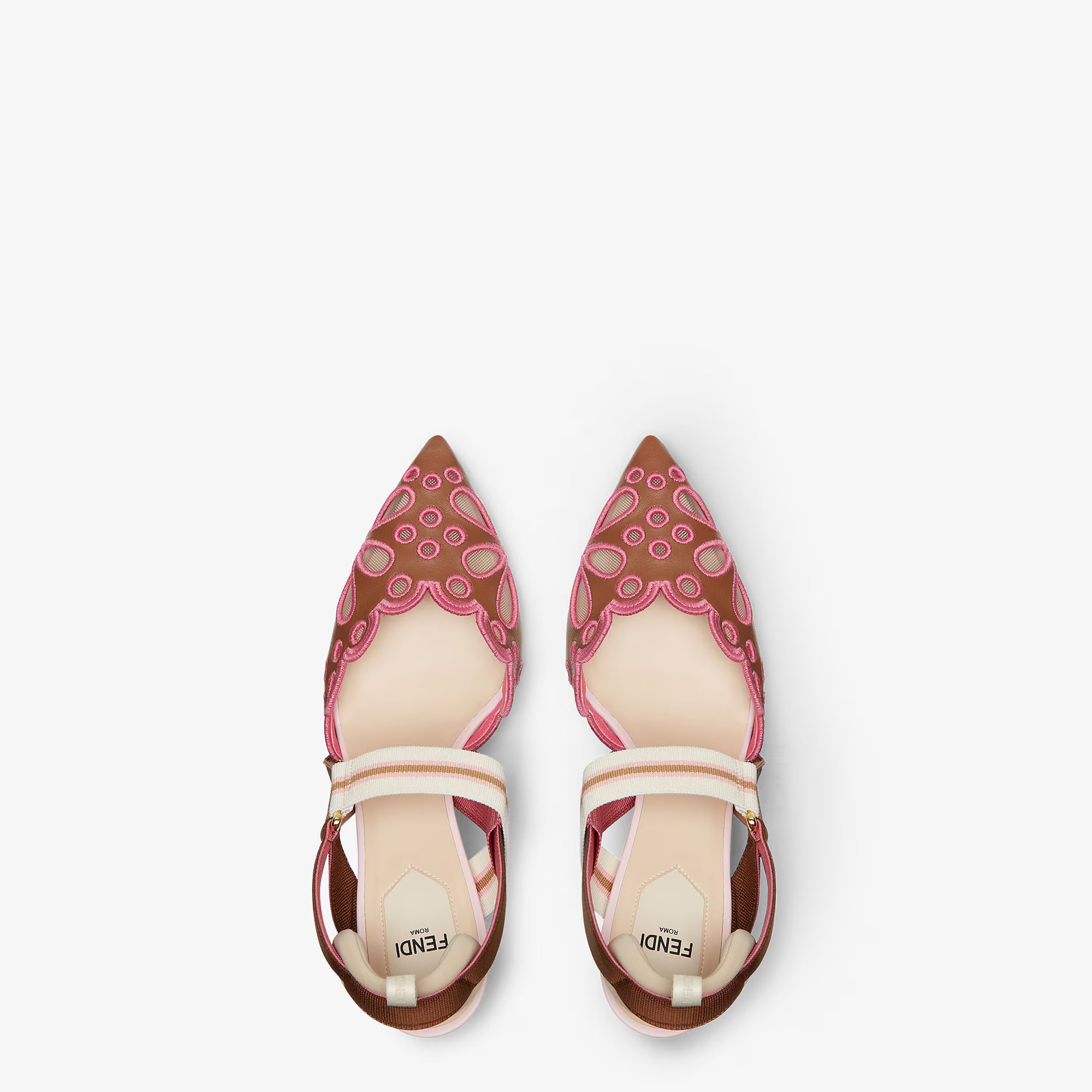 Fendi 2026 Colibri Slingback 80mm Pink mix Brown Calfskin Fabric