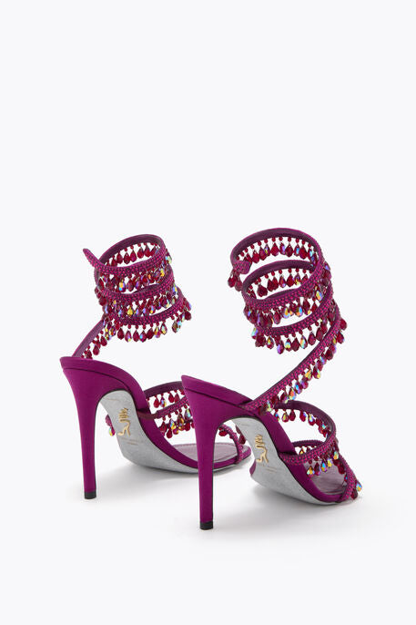 Rene Caovilla Chandelier 105 Sandals Fuchsia Pink Embellished With Crystals Leather
