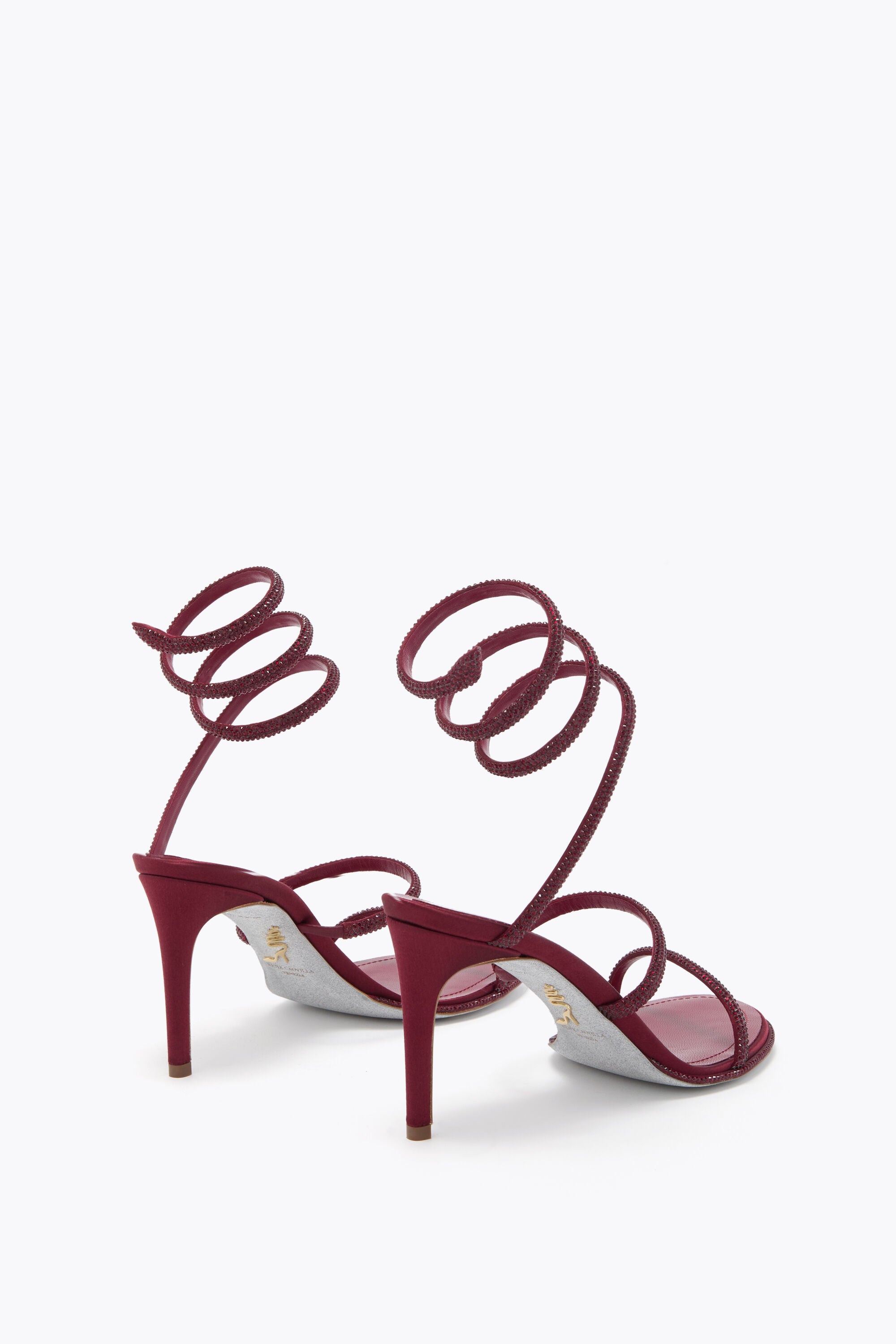 Rene Caovilla Cleo Sandals Burgundy Red 80mm Leather