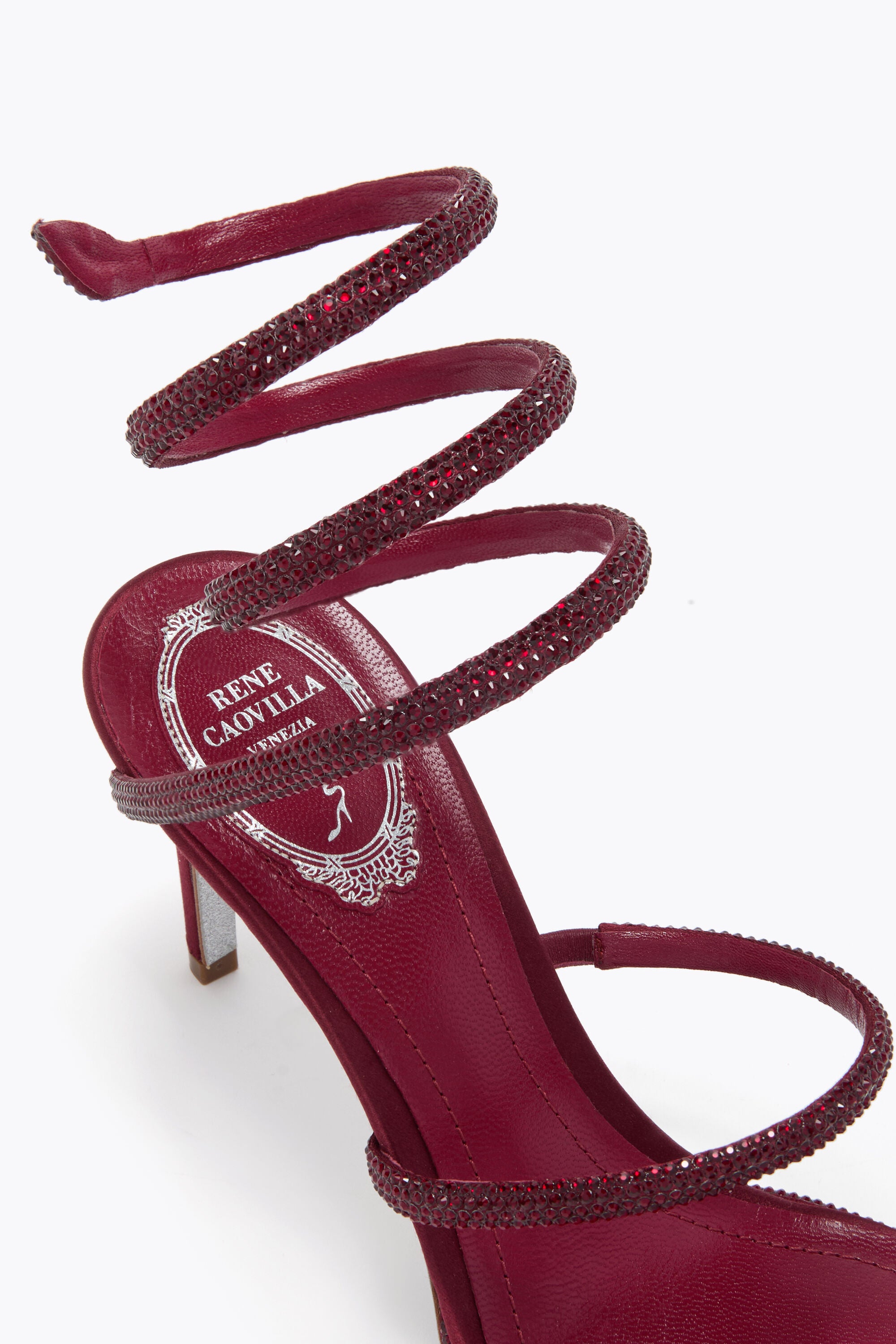Rene Caovilla Cleo Sandals Burgundy Red 80mm Leather