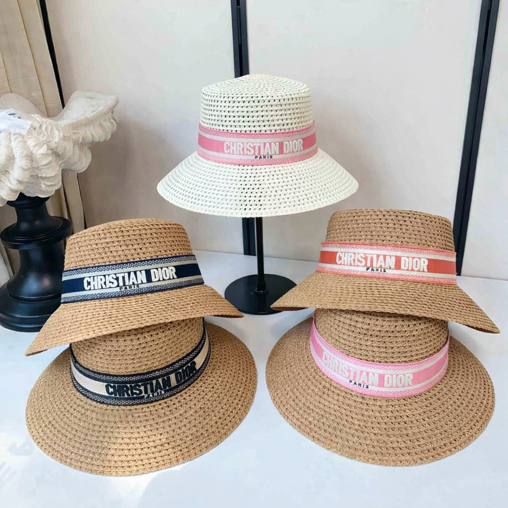 Dior Straw Hat With Embroidered Logo 212956