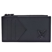 COIN CARD HOLDER 8 BLACK AEROGRAM CALFSKIN